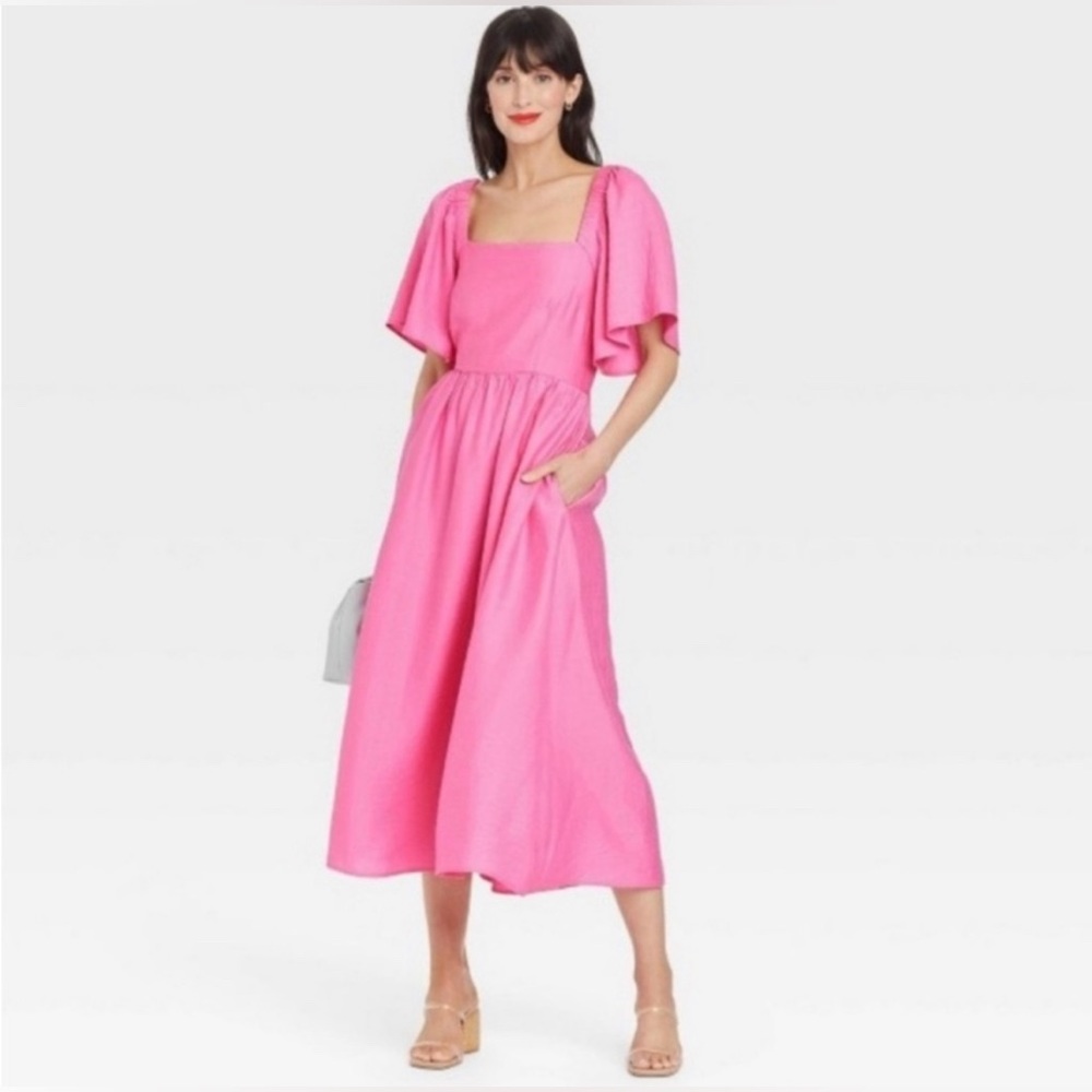 SOLD A New Day Flutter Sleeve Pink Dress